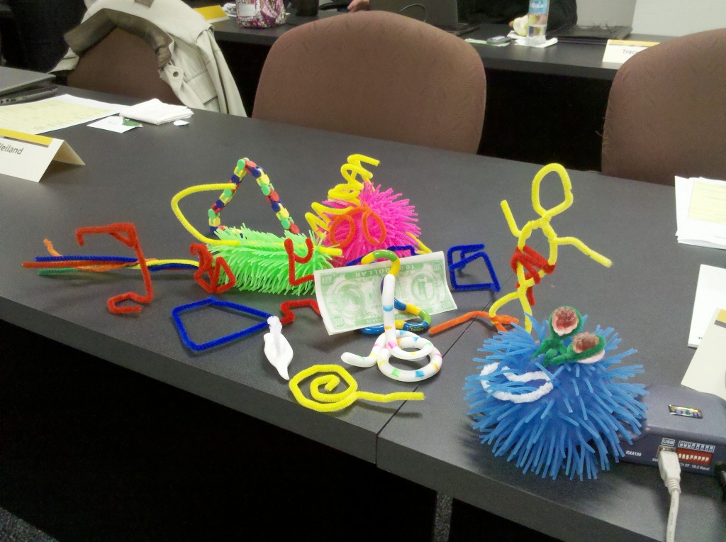 Workshop participants creativity with toys