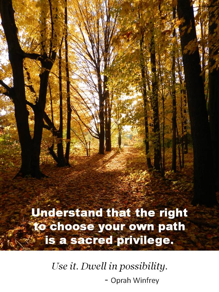 Tree lined path in autumn_Oprah Winfrey quote