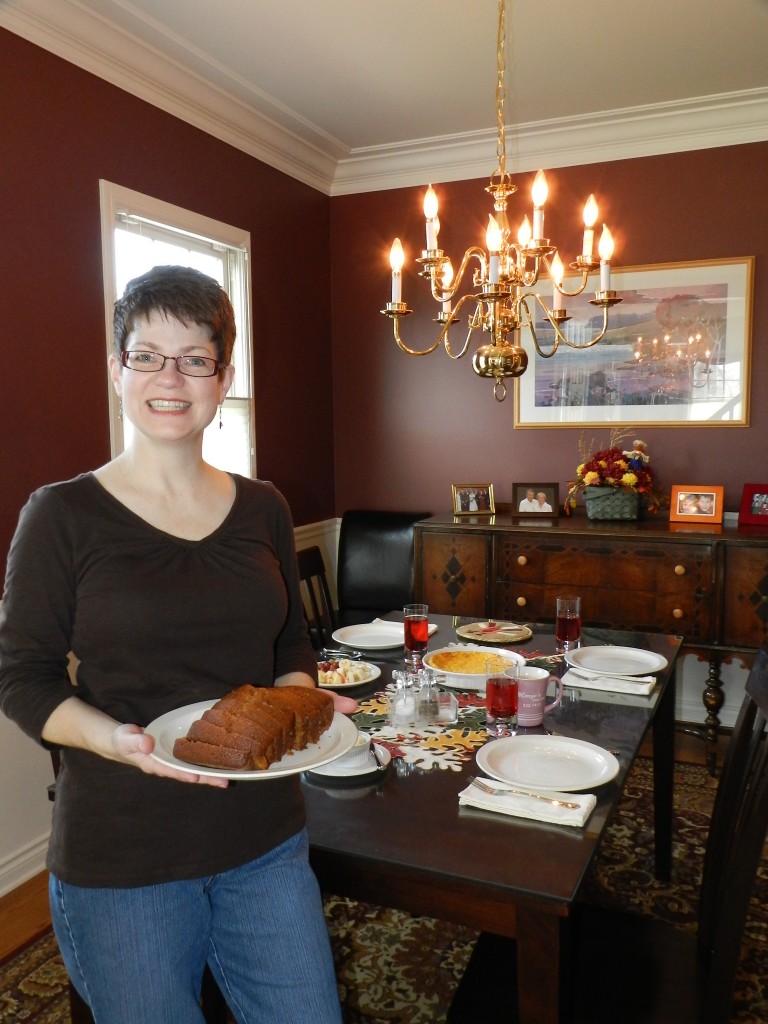 Jennifer at Thanksgiving Brunch pumpkin bread