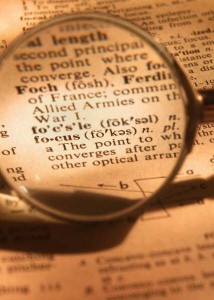 magnifying glass on word focus