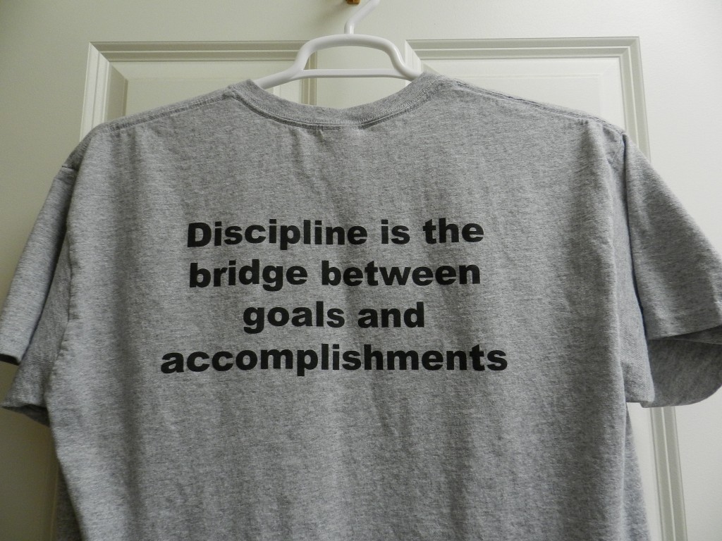 tee shirt discipline is bridge between goals accomplishment