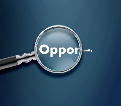 Magnifying glass on word opportunity