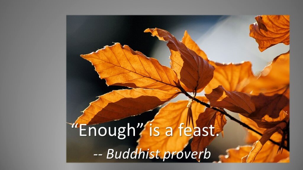 Buddhist quote enough is a feast